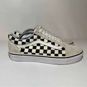 VANS Old Skool Checkerboard White Black Shoes Womens size 8 Suede (199 Box 24)